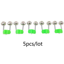 Load image into Gallery viewer, OUTKIT 5pcs/lot Fishing Bite Alarms Fishing Rod Bell Rod Clamp Tip Clip Bells Ring Green ABS Fishing Accessory Outdoor Metal
